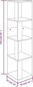 vidaXL Szafka narożna, przydymiony dąb, 33x33x132 cm 8