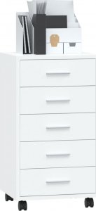 vidaXL Szafka z szufladami i kółkami, biała, wysoki połysk 3