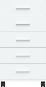 vidaXL Szafka z szufladami i kółkami, biała, wysoki połysk 6