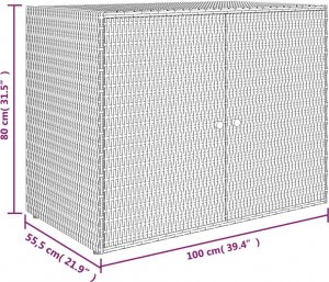 Szafa ogrodowa vidaXL Szafka ogrodowa, czarna, 100x55,5x80 cm, rattan PE 8