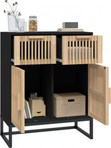 vidaXL Szafka, czarna, 60x30x75 cm, materiał drewnopochodny 4