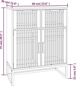 vidaXL Szafka, czarna, 60x30x75 cm, materiał drewnopochodny 8