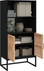 vidaXL Wysoka szafka, czarna, 60x35x125 cm, materiał drewnopochodny 3
