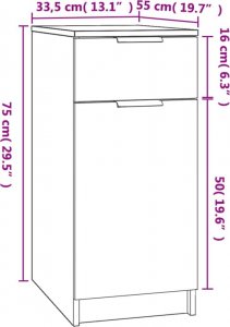 vidaXL Szafka pod biurko, czarna, 33,5x50x75 cm 10