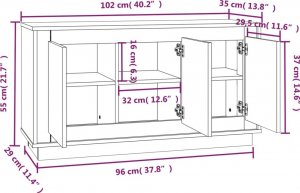 vidaXL Szafka, przydymiony dąb, 102x35x55 cm 9
