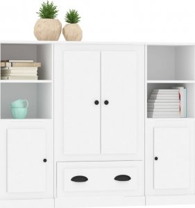 vidaXL Wysokie szafki, 3 szt., białe, materiał drewnopochodny 4