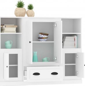 vidaXL Wysokie szafki, 3 szt., białe, materiał drewnopochodny 5