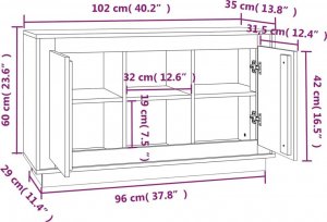 vidaXL Szafka, czarna, 102x35x60 cm, materiał drewnopochodny 9