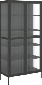 vidaXL Kredens, czarny, 85x40x180 cm, szkło i stal 2