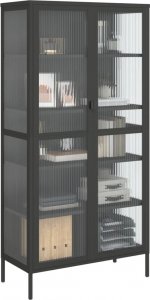 vidaXL Kredens, czarny, 85x40x180 cm, szkło i stal 4