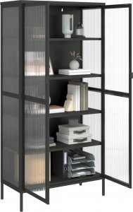 vidaXL Kredens, czarny, 85x40x180 cm, szkło i stal 5