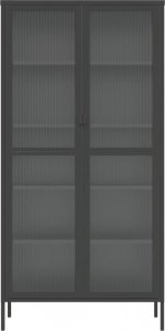 vidaXL Kredens, czarny, 85x40x180 cm, szkło i stal 6