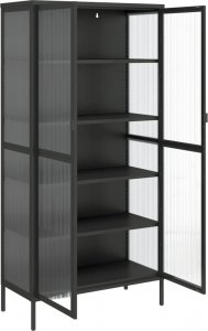 vidaXL Kredens, czarny, 85x40x180 cm, szkło i stal 8