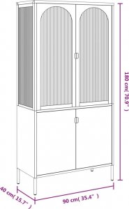 vidaXL Kredens, czarny, 90x40x180 cm, szkło i stal 11