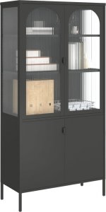 vidaXL Kredens, czarny, 90x40x180 cm, szkło i stal 4