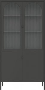 vidaXL Kredens, czarny, 90x40x180 cm, szkło i stal 6