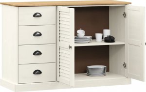 vidaXL Szafka z szufladami VIGO, 113x40x75 cm, biała, lita sosna 3