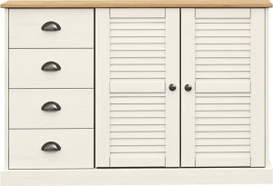 vidaXL Szafka z szufladami VIGO, 113x40x75 cm, biała, lita sosna 5
