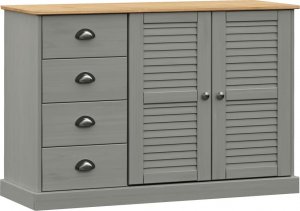 vidaXL Szafka z szufladami VIGO, 113x40x75 cm, szara, lita sosna 2