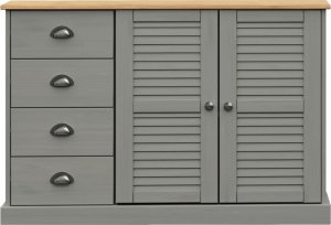vidaXL Szafka z szufladami VIGO, 113x40x75 cm, szara, lita sosna 5