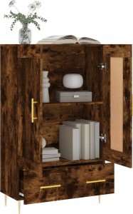 vidaXL Wysoka szafka, przydymiony dąb, 69,5x31x115 cm 4