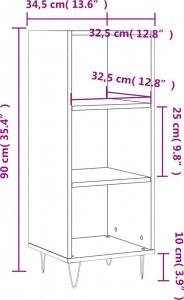 vidaXL Szafka, dąb sonoma, 34,5x32,5x90 cm, materiał drewnopochodny 9
