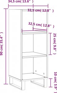 vidaXL Szafka, dąb sonoma, 34,5x32,5x90 cm 9