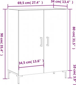 vidaXL Szafka, biała, połysk, 69,5x34x90 cm 11