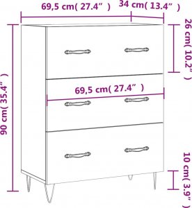 vidaXL Szafka, biała, 69,5x34x90 cm 11