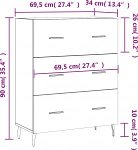 vidaXL Szafka, szarość betonu, 69,5x34x90 cm, materiał drewnopochodny 12