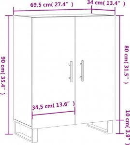 vidaXL Szafka, biała, 69,5x34x90 cm 11