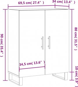 vidaXL Szafka, biała, połysk, 69,5x34x90 cm 11