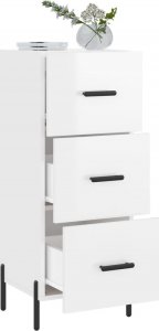 vidaXL Szafka, biała, połysk, 34,5x34x90 cm, materiał drewnopochodny 4