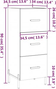 vidaXL Szafka, przydymiony dąb, 34,5x34x90 cm, materiał drewnopochodny 12