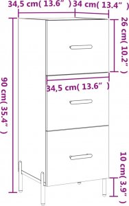 vidaXL Szafka, szarość betonu, 34,5x34x90 cm 12