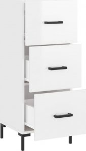 vidaXL Szafka, biała, połysk, 34,5x34x90 cm 5