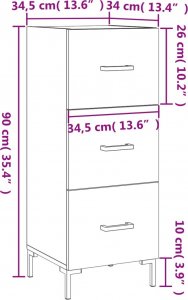 vidaXL Szafka, szary dąb sonoma, 34,5x34x90 cm 12