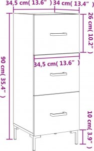 vidaXL Szafka, szarość betonu, 34,5x34x90 cm, materiał drewnopochodny 12