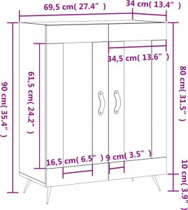 vidaXL Szafka, biała, 69,5x34x90 cm, materiał drewnopochodny 11
