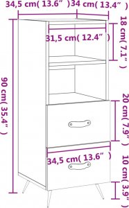 vidaXL Szafka, czarna, 34,5x34x90 cm 12