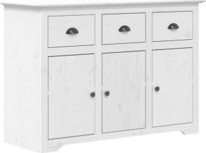 vidaXL Komoda BODO, biała, 115x43x79,5 cm, lite drewno sosnowe 2
