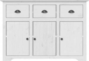 vidaXL Komoda BODO, biała, 115x43x79,5 cm, lite drewno sosnowe 3