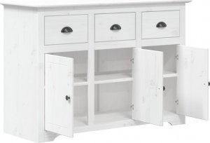 vidaXL Komoda BODO, biała, 115x43x79,5 cm, lite drewno sosnowe 4