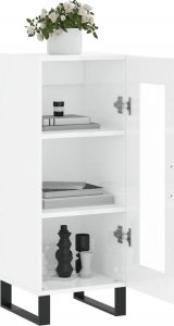 vidaXL Szafka, biała, połysk, 34,5x34x90 cm, materiał drewnopochodny 4