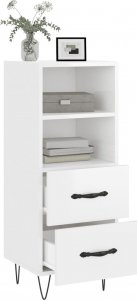 vidaXL Szafka, biała, połysk, 34,5x34x90 cm 4