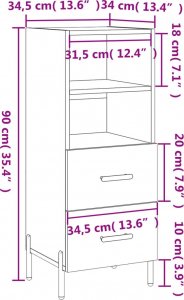 vidaXL Szafka czarna 34,5x34x90 cm 12