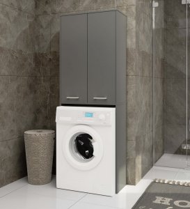 Fabryka Mebli Akord Słupek łazienkowy FIN 180 cm nad pralkę regał 2 drzwi - grafit szary 5