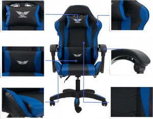 Fotel Artnico FOTEL BIUROWY GAMINGOWY KRZESŁO GRACZA OBROTOWY Artnico Gets 1.0 czarno-niebieski 5