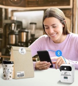 Drukarka etykiet Phomemo Phomemo M110 Drukarka Termiczna Bluetooth 20-50mm Do Etykiet Samoprzylepnych Naklejek Zdjęć Notatek Grafik / Pomarańczowy 9