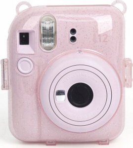 Pokrowiec LoveInstant Futerał Etui Pokrowiec Case do FujiFilm Fuji INSTAX Mini 12 + Naklejki i Kieszeń na Zdjęcia / Jogurtowy Królik / Różowy Brokat 11